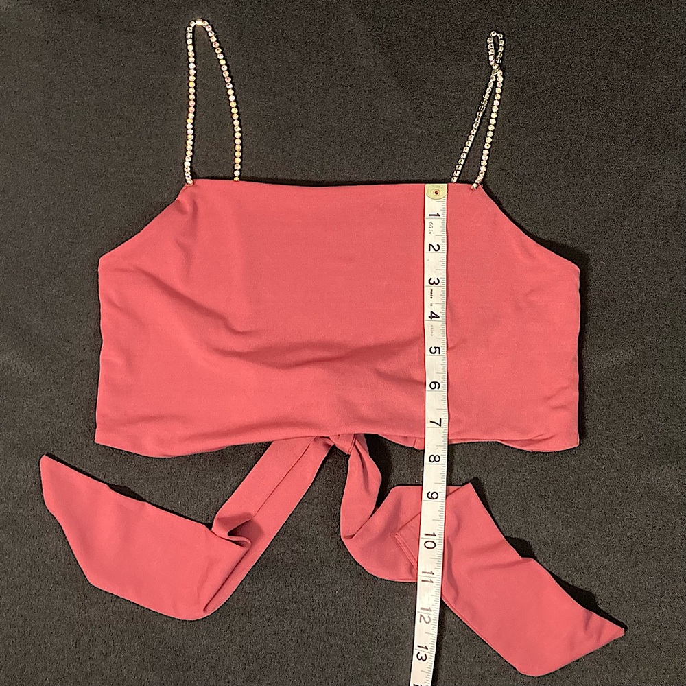 Forever 21 Pink Rhinestone Straps Crop Top Size Small - Picture 7 of 8